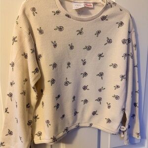 Zara Ivory Thermal Top with Floral Design